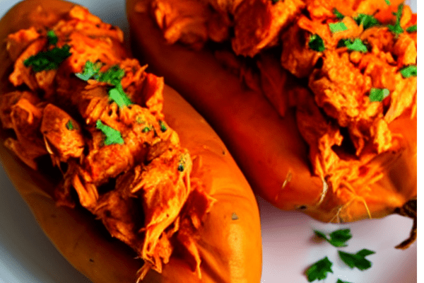 Low Carb Buffalo Chicken Stuffed Sweet Potatoes