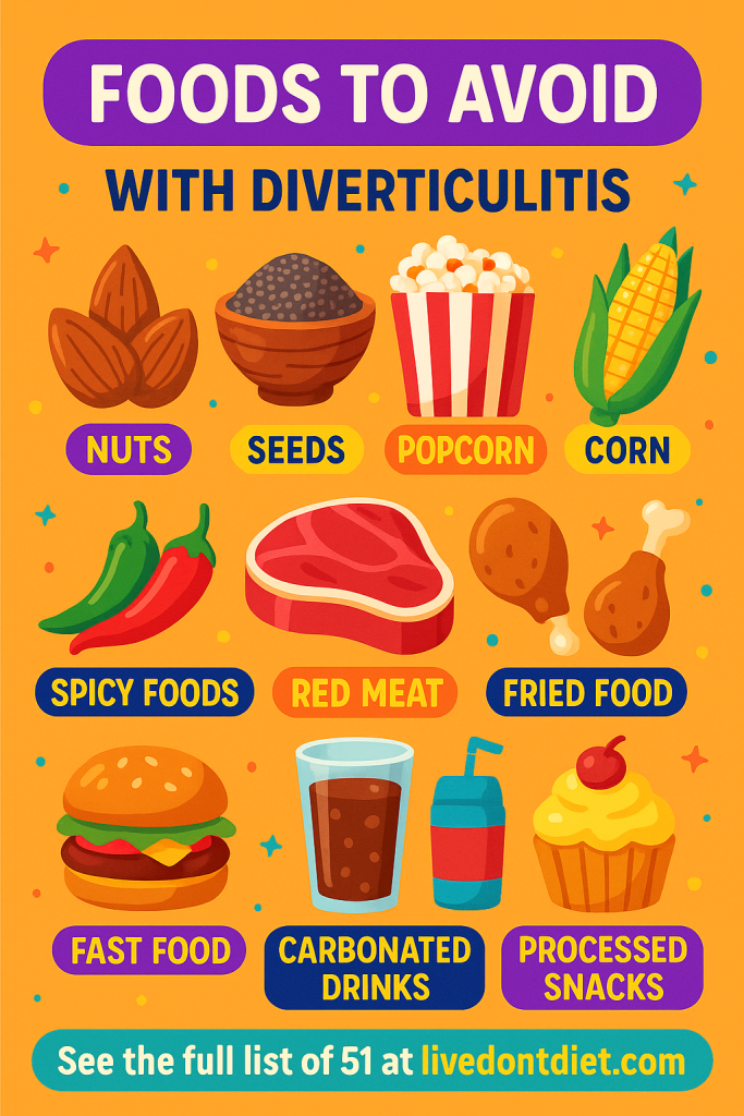 foods to avoid with diverticulitis pinterest pin
