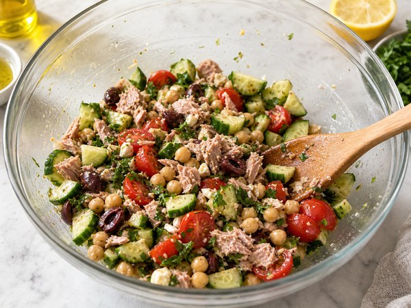 Process photo for mediterranean diet salad recipes