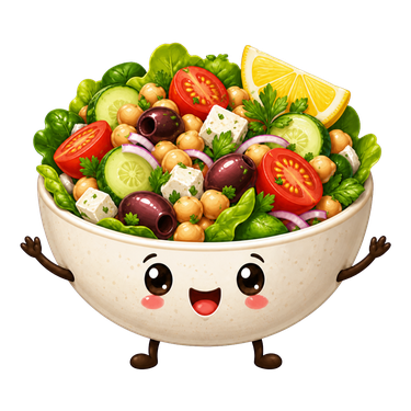Cartoon intro image for mediterranean diet salad recipes