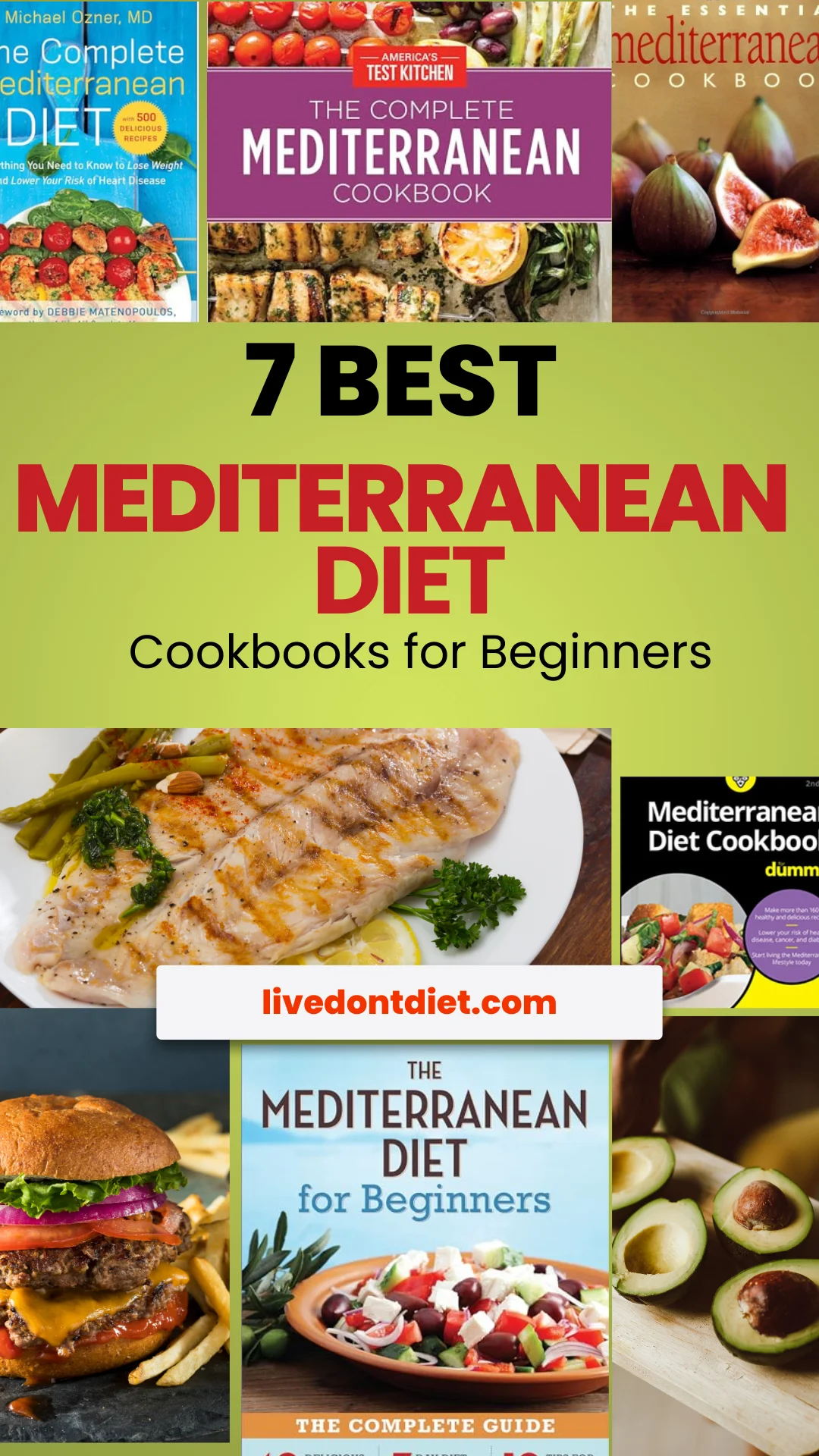 Mediterranean diet cookbooks Pinterest pin