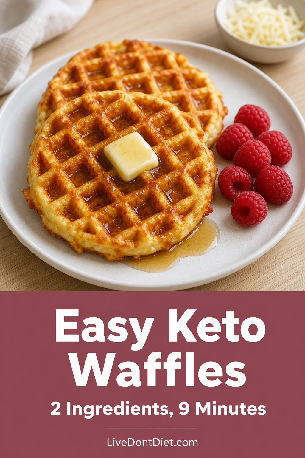 2-Ingredient Easy Keto Waffles Pinterest pin